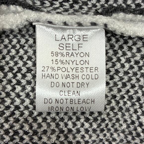 Davi & Dani Leopard Colorblock Knit Sweater Womens L Gray Black Cozy Chic - Picture 7 of 8